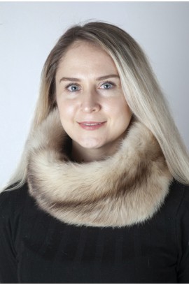 Polecat fitchew fur neck warmer, cream